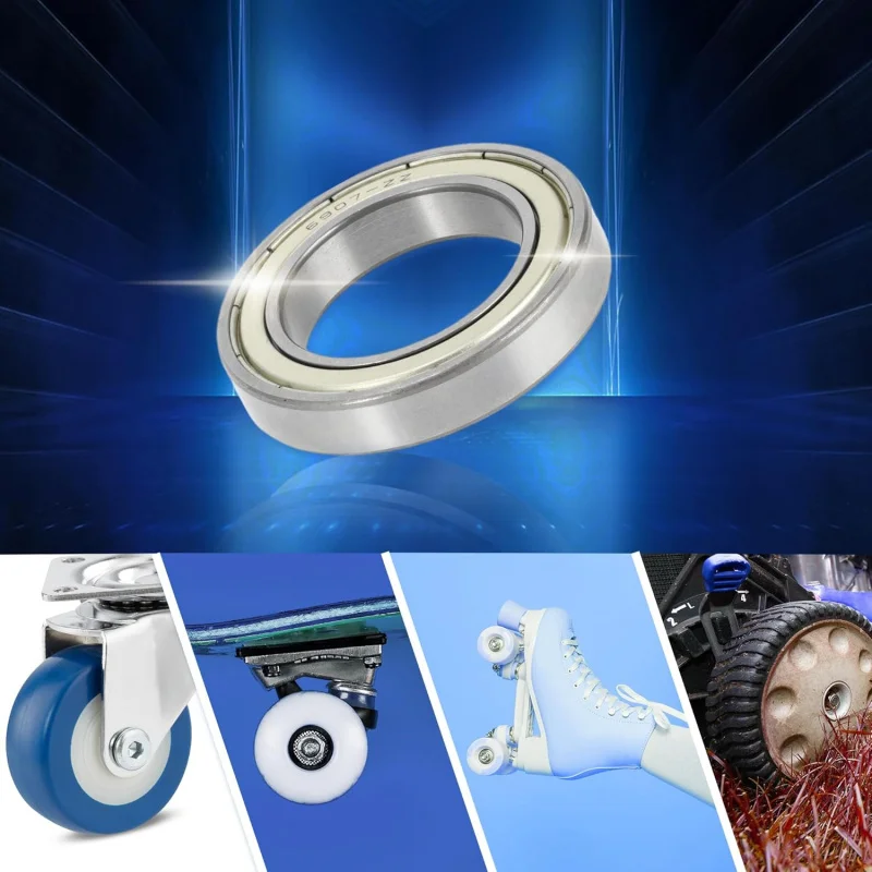 6907ZZ Deep Groove Ball Bearings P6 35x55x10mm Lubricated Bearings Double Metal Seal Silver Tone Scooter Skateboard Wheel