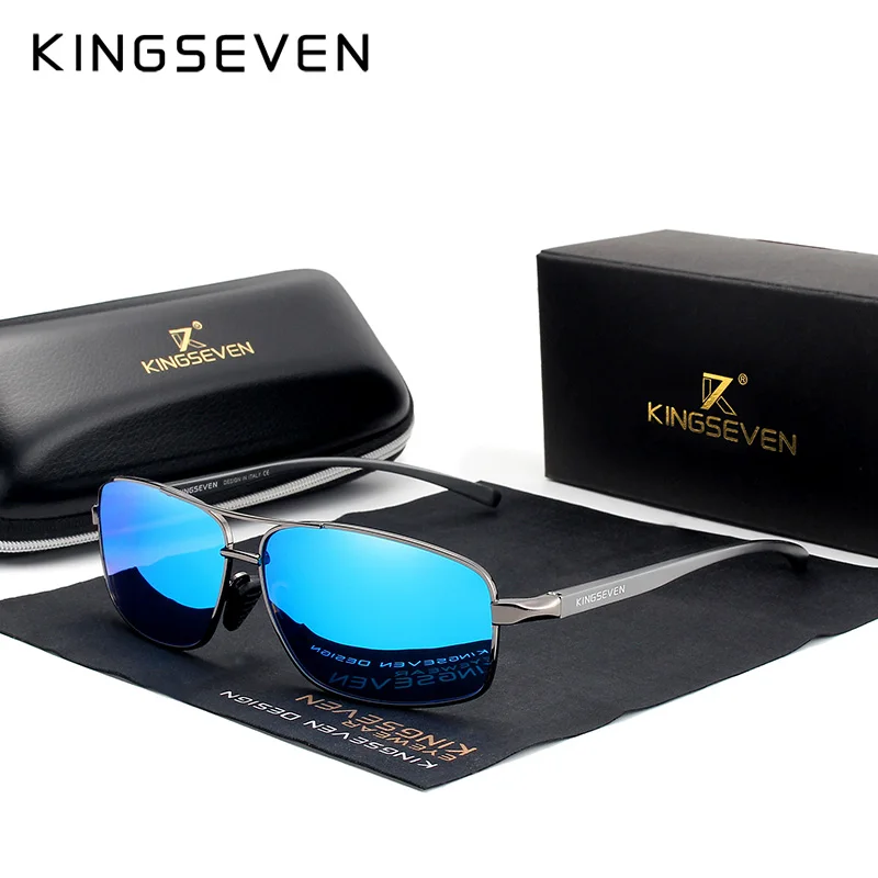 KINGSEVEN Vintage Retro marka projektant mężczyźni spolaryzowane okulary przeciwsłoneczne kwadratowe klasyczne męskie odcienie okulary przeciwsłoneczne UV400 N7088