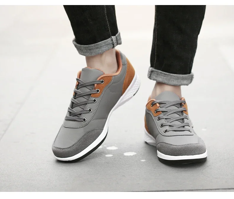 

2025 Male Leather Sports Shoes Non-Slip Footwear Tennis for Men Spring Autumn Waterproof Walking Sneakers Leisure