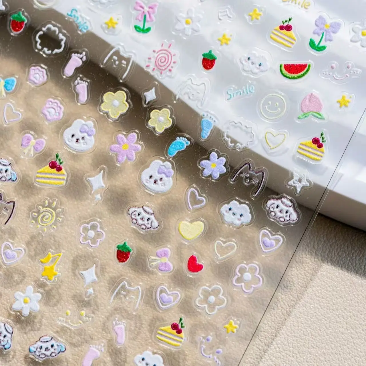 

3D-наклейки для ногтей с милыми цветами, бабочками, бантиками и кроликами, самоклеящиеся декоративные стикеры для нейл-арта и украшения чехлов для телефонов