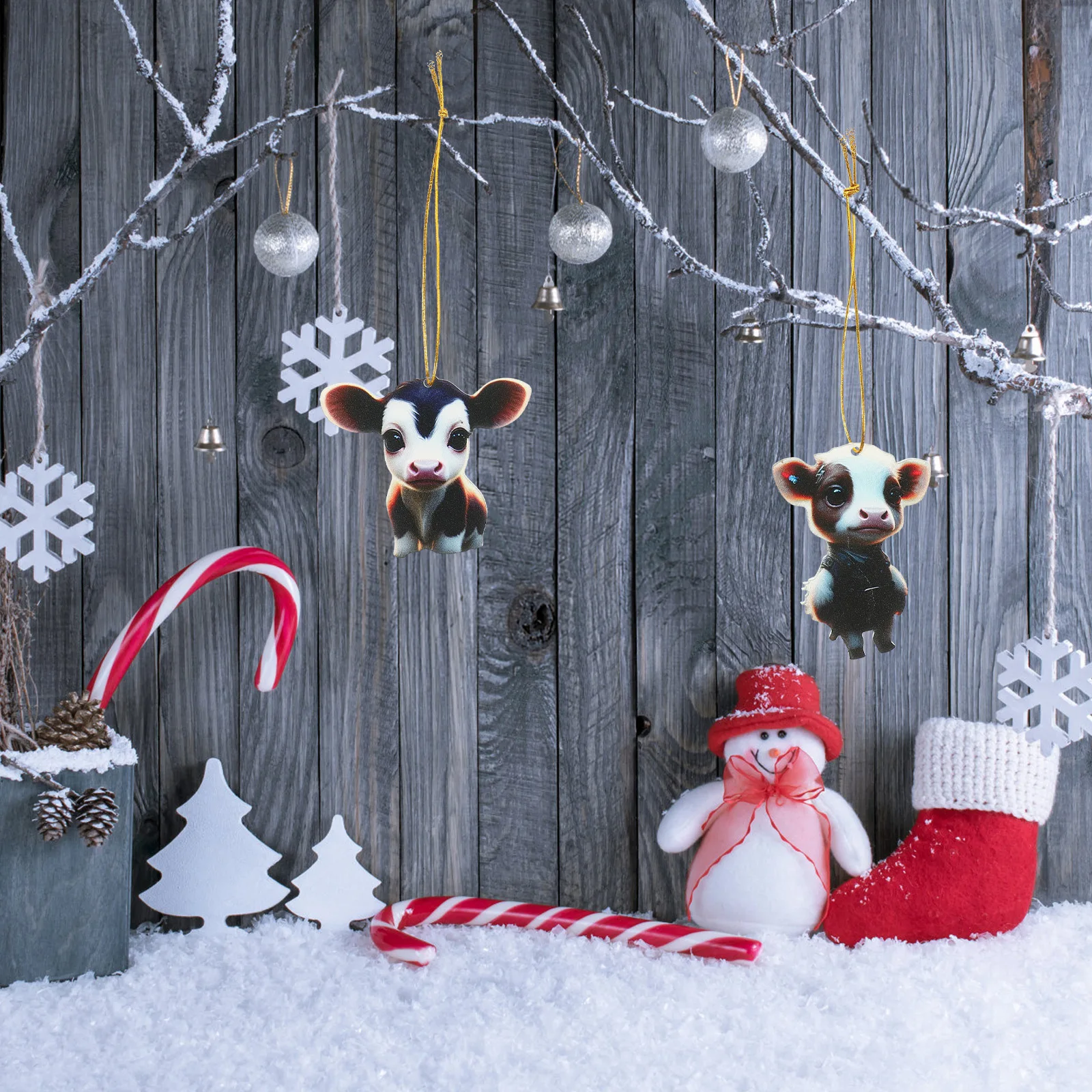 

2Pcs Highlands Cattle Xmas Tree Hanging Decor Christmas Ornaments Xmas Pendant Party Decorations Christmas Tree Decorations