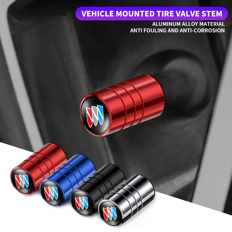 

4PCS Car Tire Hub Valve Cover Metal Aluminum Metal Dust Cover Accessories For Buick Regal Enclave Lacrosse Encore GX Envision
