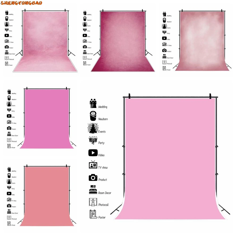 Pembe Düz Renk Zemin Bebek Duş Kadın Erkek Çocuklar Evcil Hayvan Hamile Sanat Portre DIY Fotoğraf Fotoğraf Arka Plan Photostudio Prop