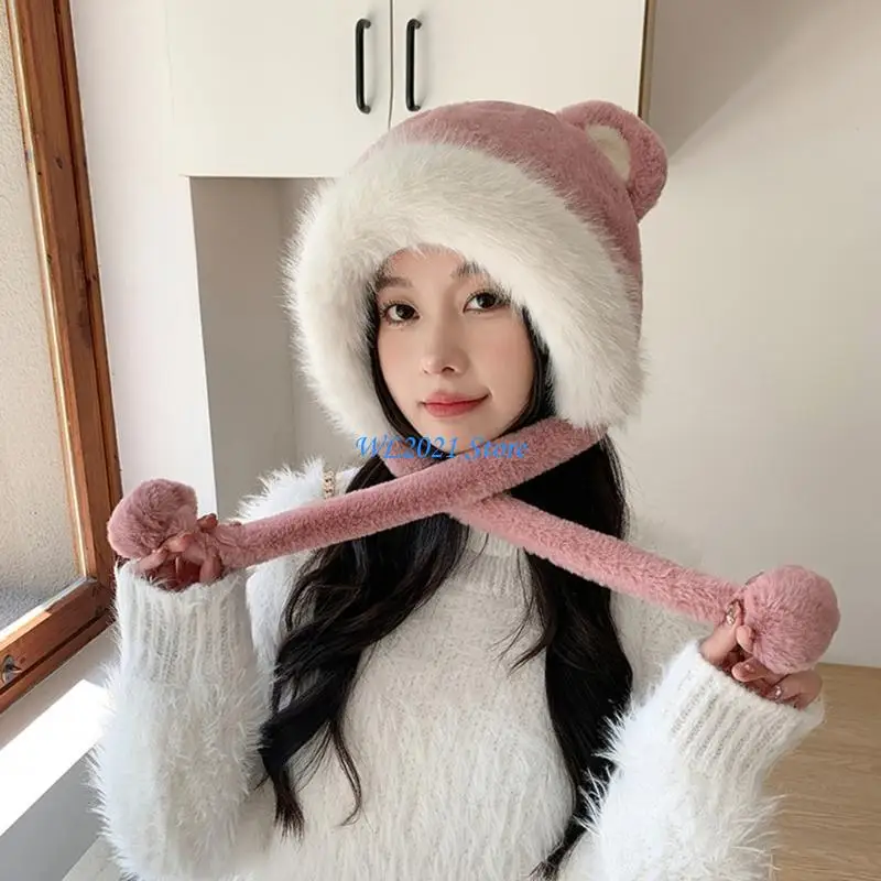 G5GC – bonnet chaud des oreilles pour femmes, chapeau en forme d'ours en peluche pour adolescents, garde chaud