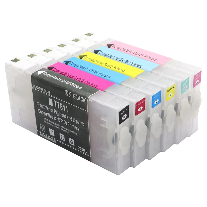 T7811-T7816 Empty refillable ink cartridge with chips for Fujifilm Frontier-S DX-100 Fuji DX100 Printer (6 colors available)