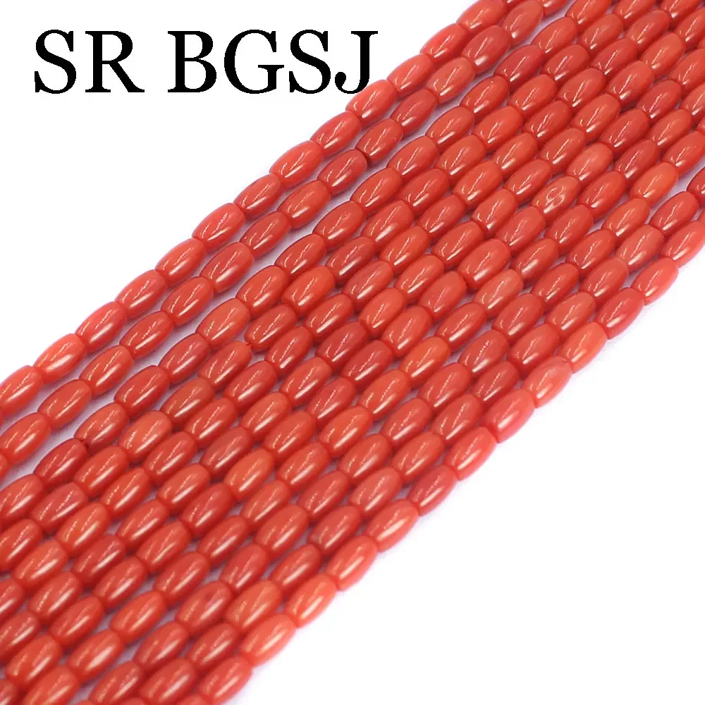 3x6mm Rice Olivary Sardi Red Sea Bamboo Coral Natural Isolation Beads For Jewelry Making DIY Bracelet Necklace