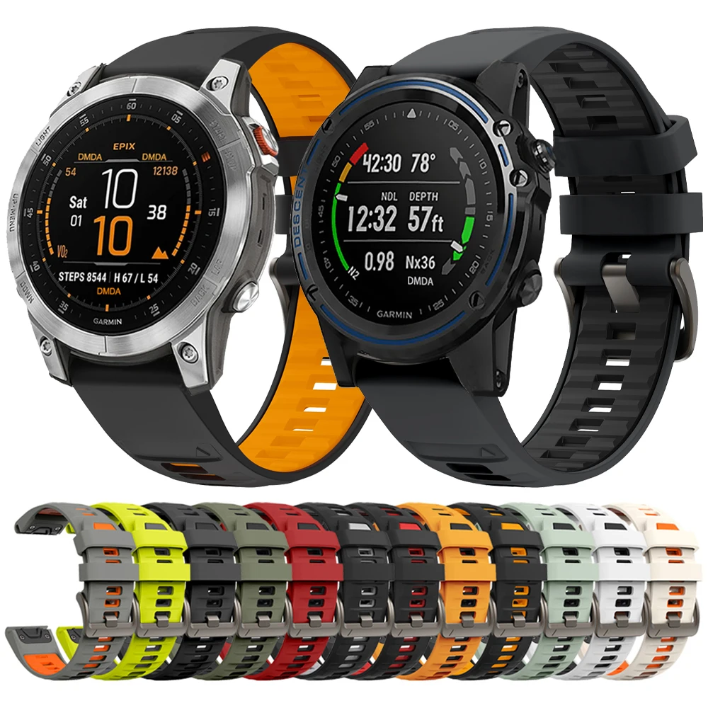 22mm 26mm Silicone Strap for Garmin Descent Mk3i Mk2i/Enduro 3 2/Epix Pro/G1 Solar/MARQ Bands Fenix E 8 47mm 51mm Sport Bracelet