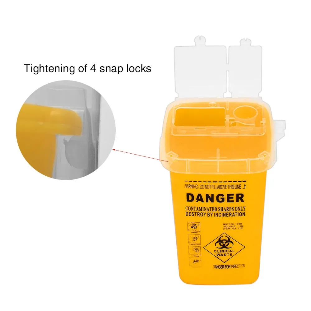 1pcs Disposable Sharps Medical Needle Tips Waste Box Tattoo Tool Buckets Collections Barrels 1L Tattoo Supplies Container