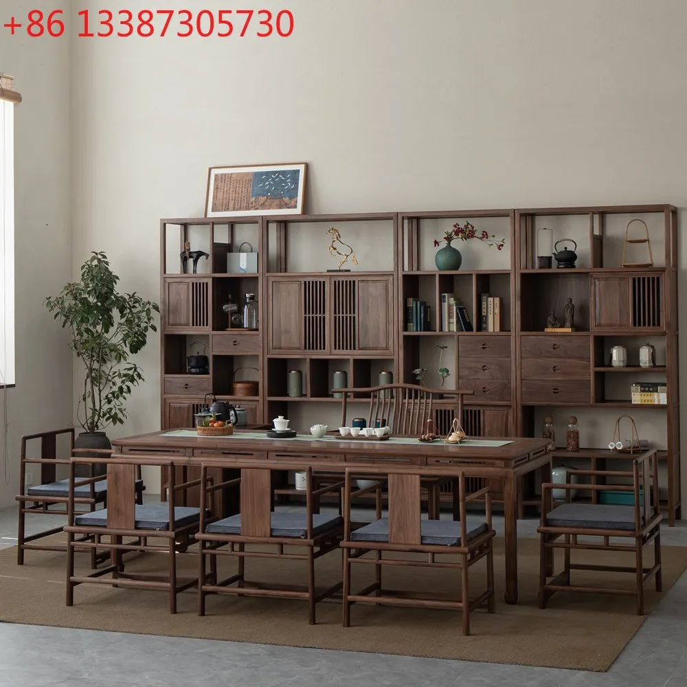 

Black walnut tea table, solid wood tea table, Zen old elm