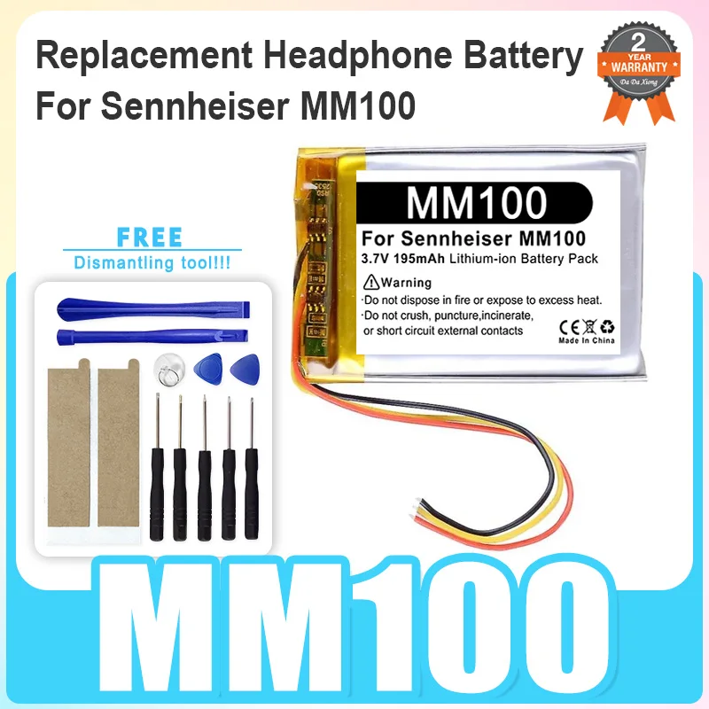 Brand-New Replacement Headphone Battery For Sennheiser MM 100 MM100 + Tools