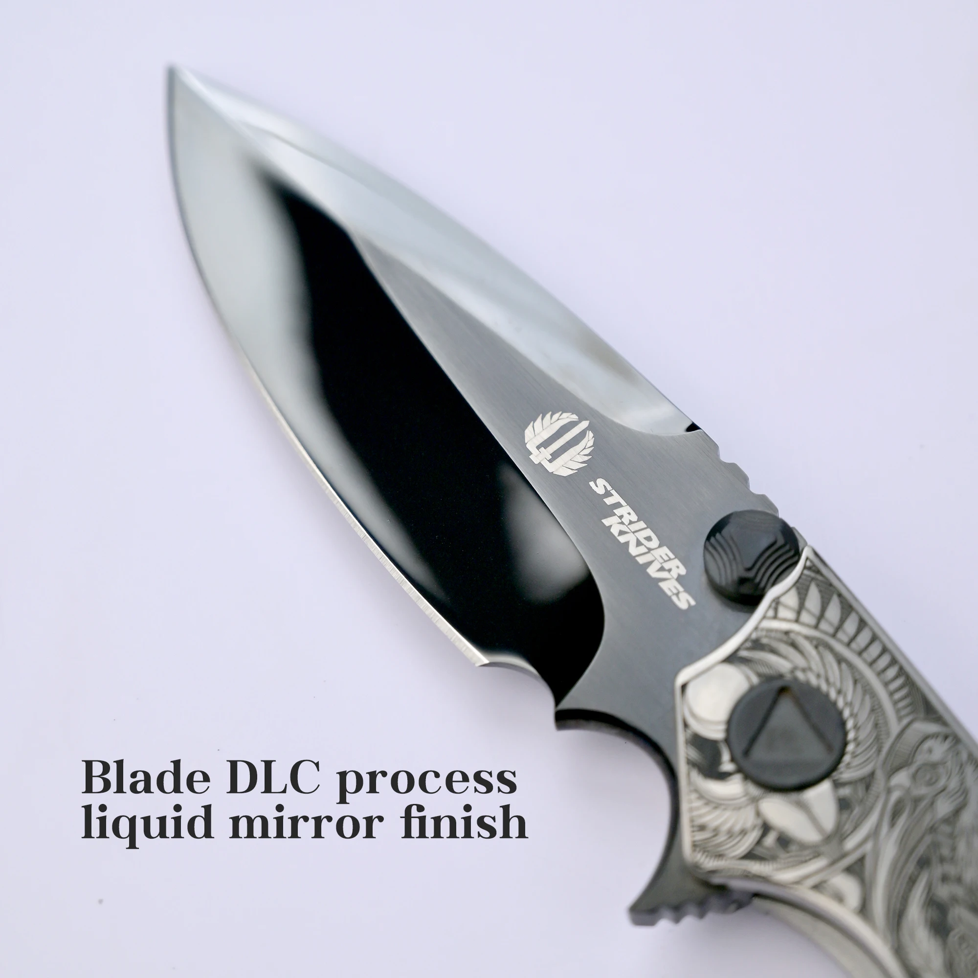 [Pharaoh] M390 high hardness sharp liquid mirror DLC, titanium alloy deep carving handle fruit knife