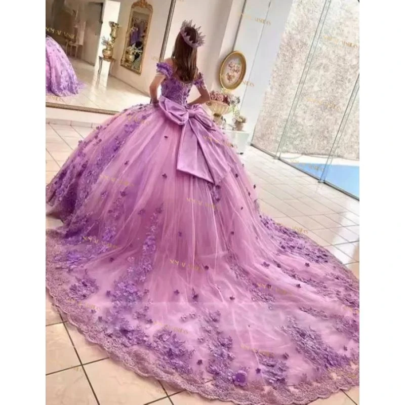 Lilac Purple Party Dress 15 Quinceanera Dresses Ball Gown Classic Off The Shoulder Prom Dress Customized Dresses For Quinceanera
