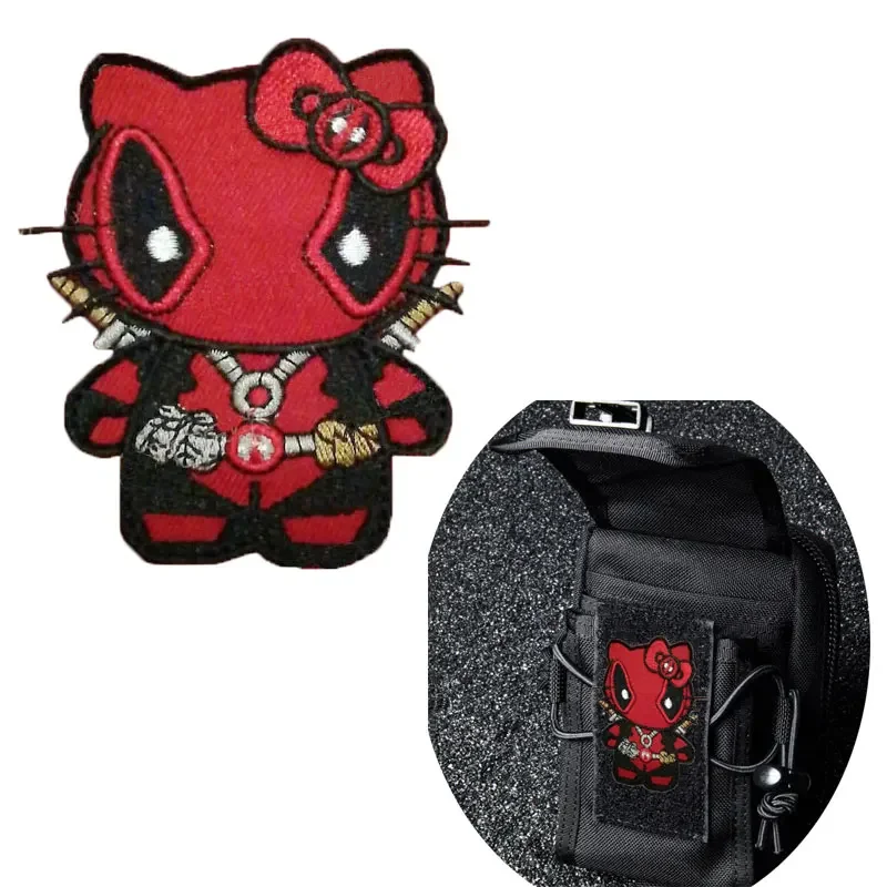 Bordado de Spiderman Deadpool, pegatinas mágicas, Parche de gancho y bucle, dibujos animados de Marvel, anime, nueva ropa de PVC, sello de moral de