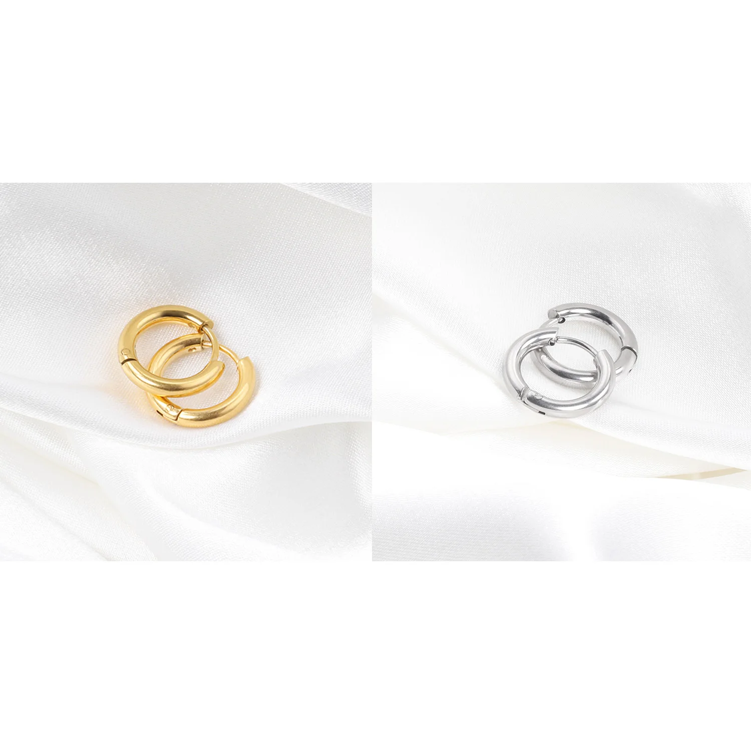 8-20mm Small Hoop Earrings For Men Women Simple Stainless Steel No Fade Round Circle Clip Huggie Piercing Earrings Pendientes