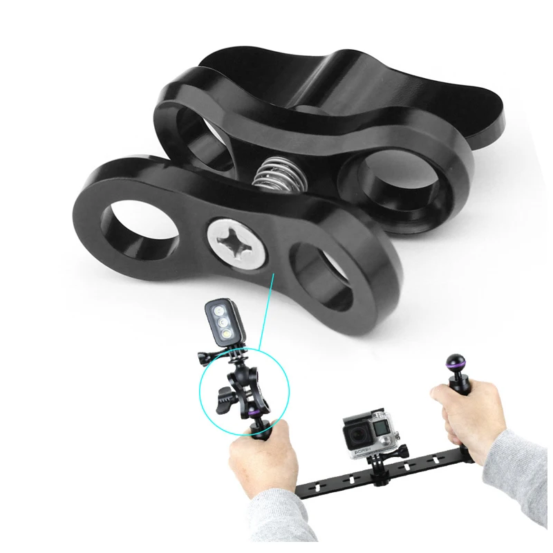 Diving Ball head Butterfly Clip Arm bracket Clamp CNC Mount Adapter Gopro 10 9 8 7 6 SJCAM Dji Osmo Action Camera Accessories