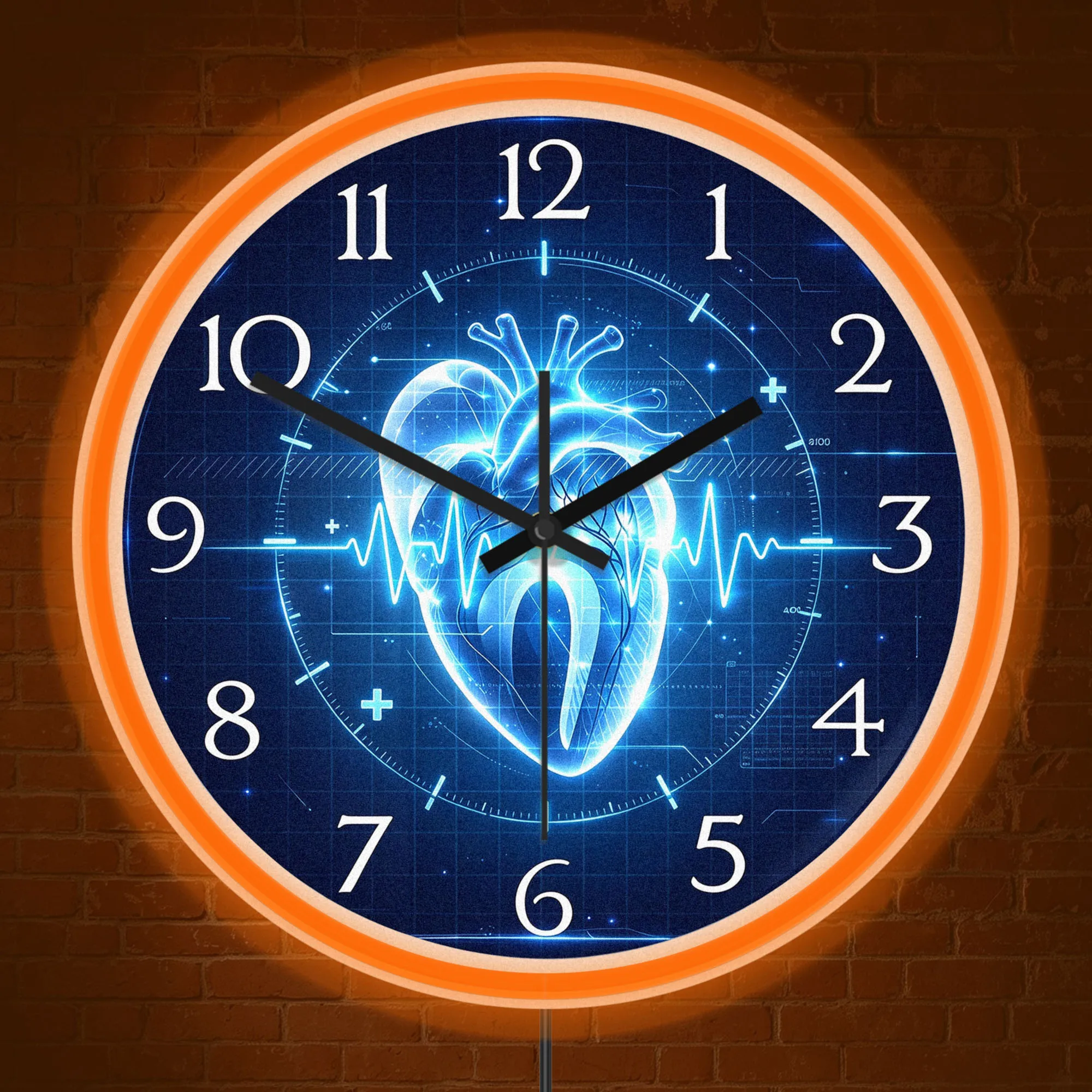Anatomical Heart EKG LED Neon Wall Clock for Cardiologist Office Healthcare Lab  Cardiac Anatomy Cardiology Medical Decor Clock