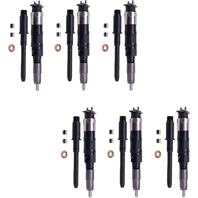 6PCS Fuel Injector For John Deere 4045 4.5L 6068 6.8L Loader 210K 310K 344K 410K Tractor 5100 6105 7200 RE545562 RE543351