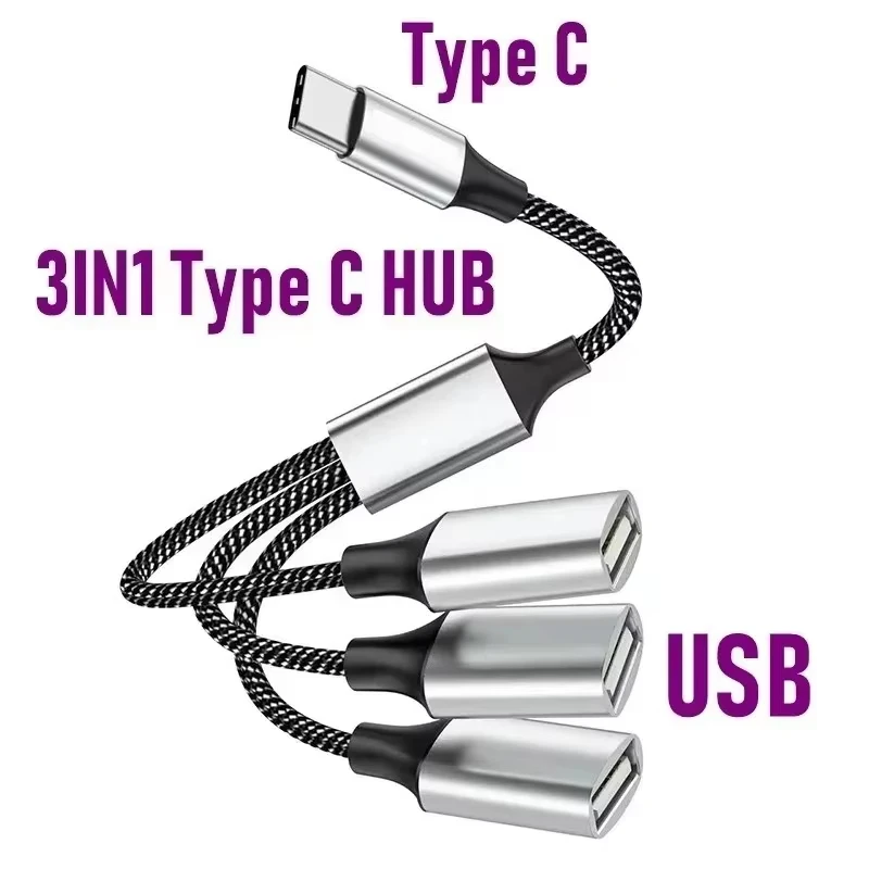 Adaptateurs de câbles OTG USB C 4 en 1, chargeur rapide de Type C vers USB3.1 PD, 4 Ports avec adaptateurs séparateur USB femelle pour ordinateurs portables et ordinateurs portables
