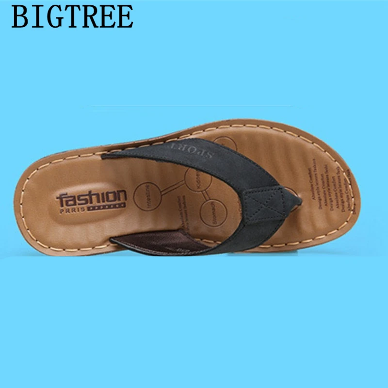 Beach Flip Flops Designer Shoes Men Slippers Genuine Leather Mens Slippers Outdoor Summer Slippers Men Slides Erkek Ayakkabi