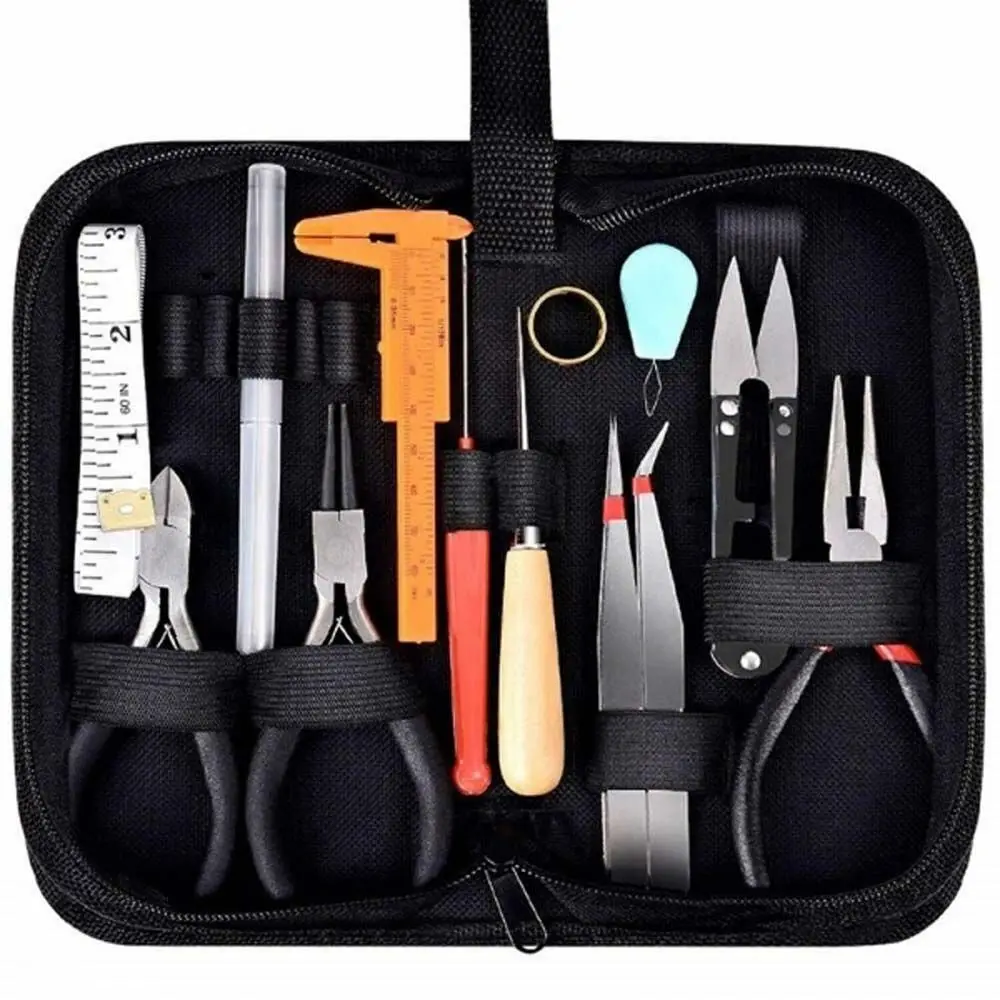 Handmade 1 Set Casting Black Bag Accessories Craft Jewelry Repair Tools Set Pliers Supplies Jewelry Making Kit Jewelry Findings