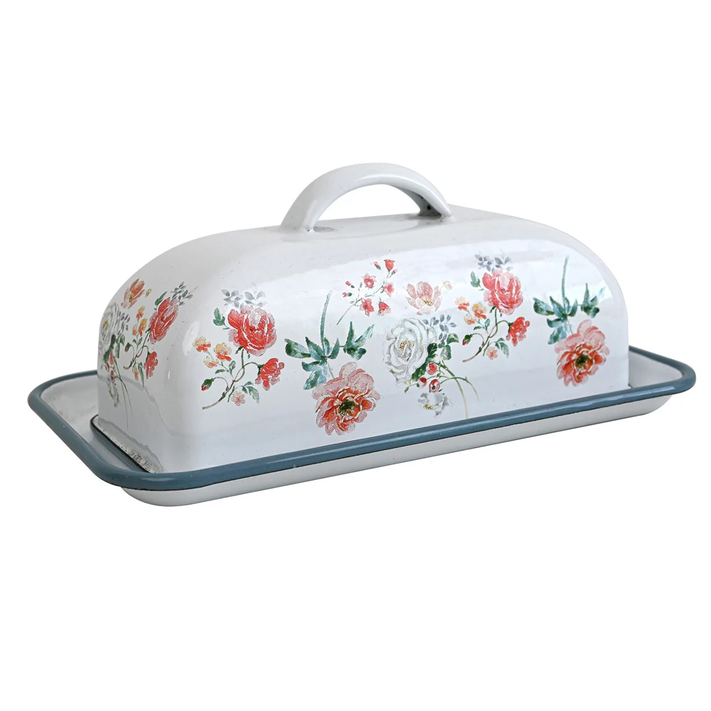 Metal Container Butter Dish With Cover Applicable To Workbench Non-Damable Retro Darmhouse Style Dishes