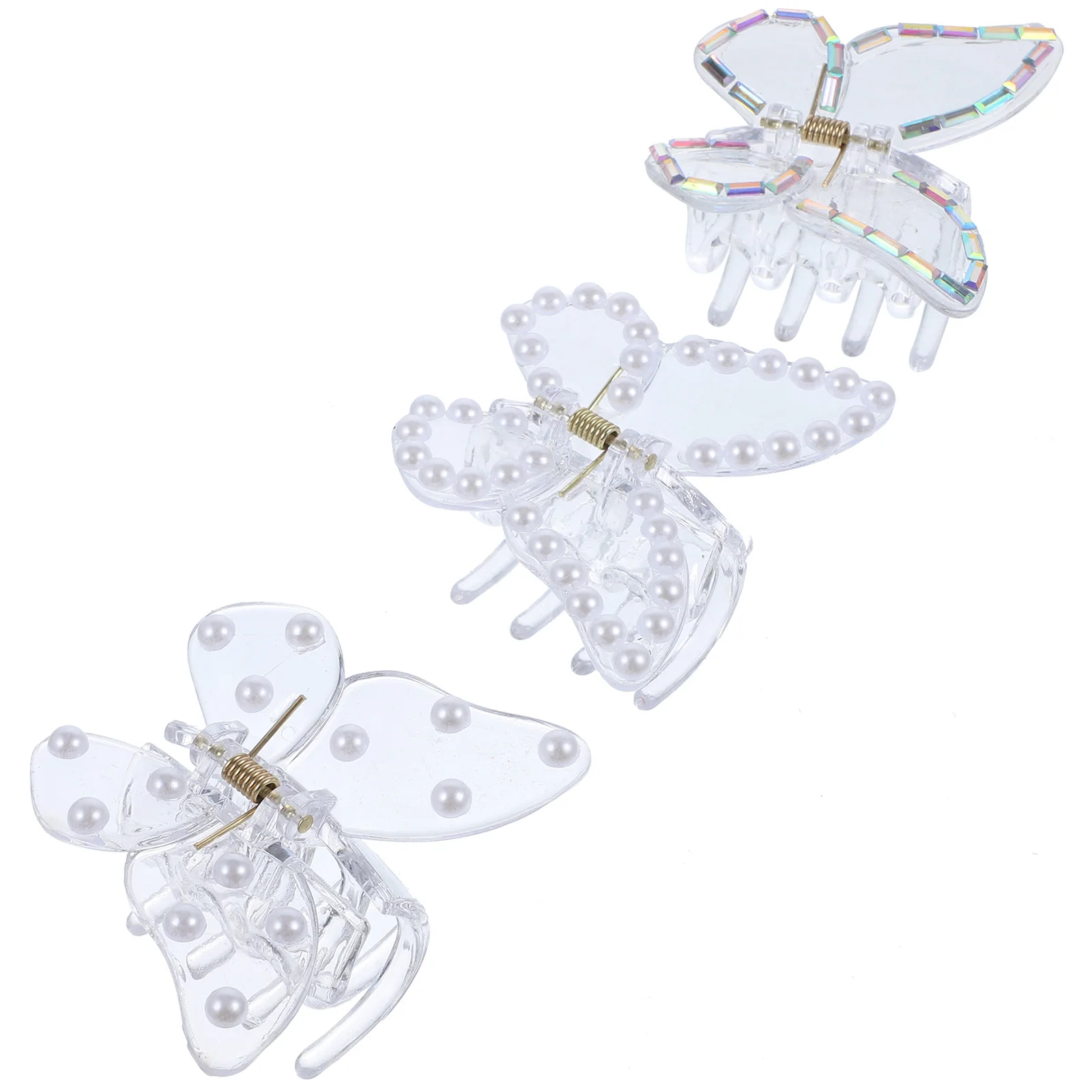 

3Pcs Pearl Butterfly Hair Clips Durable Beautiful Jaw Clamp for Women Long Lasting Hair Accessories Butterfly Claw Clip