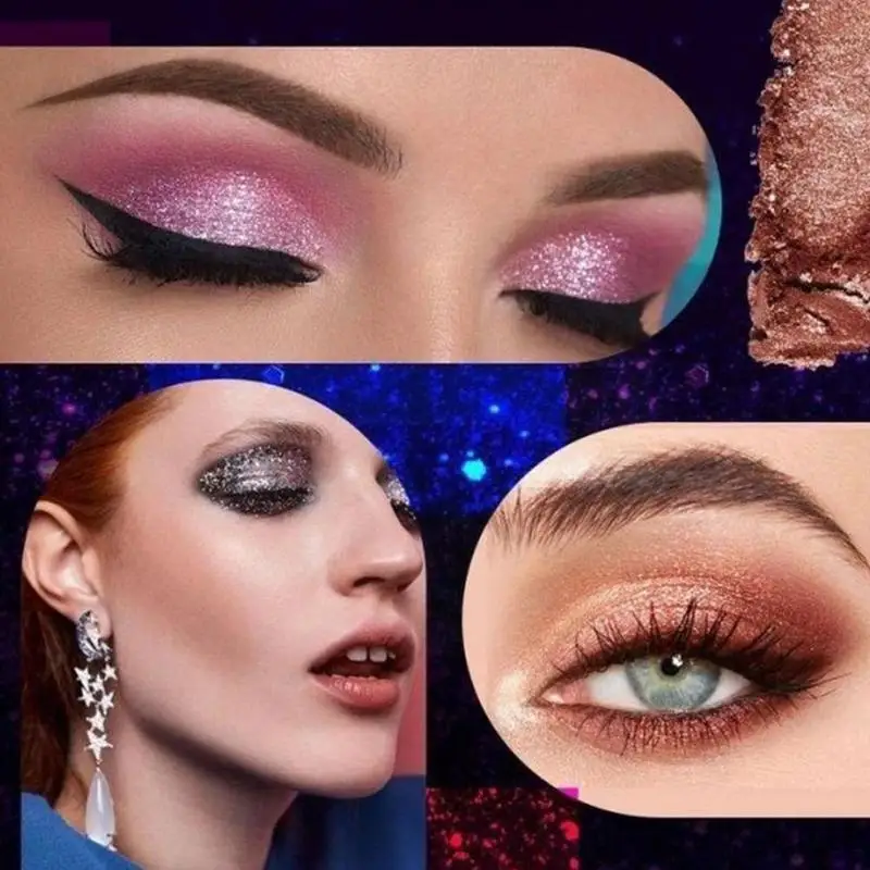 Paleta de sombras de ojos con lentejuelas de diamante, 15 colores, brillo de escenario, polvo de ojos, paleta de maquillaje de ojos, sombra de ojos Shado de alto brillo L4z7