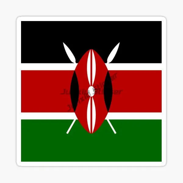 Kenyan Flag, Emblem, Car Sticker Suitable for Any Smooth Flat Vinyl Self-adhesive Waterproof Sticker