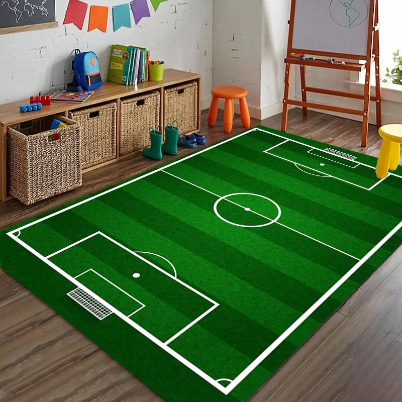 Sports Theme Racing Track Basketball Court Soccer Field Carpet Kids Play Mat Home Decoration Non-Slip Floor Mat Rugs for Bedroom
