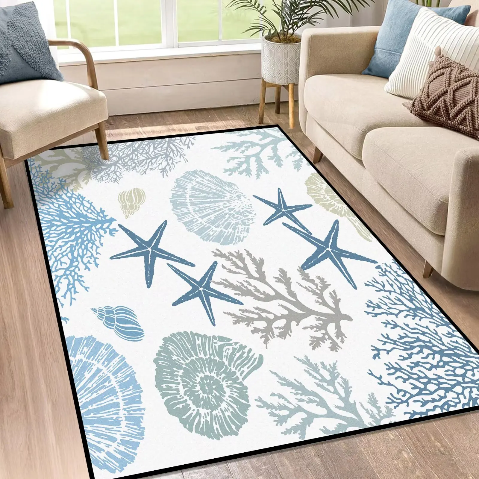 

Coastal Area Rugs for Bedroom Laundry Living Room Dorm Nautical Beach Carpet Entryway Hallway Home Decor Doormat Throw Rug