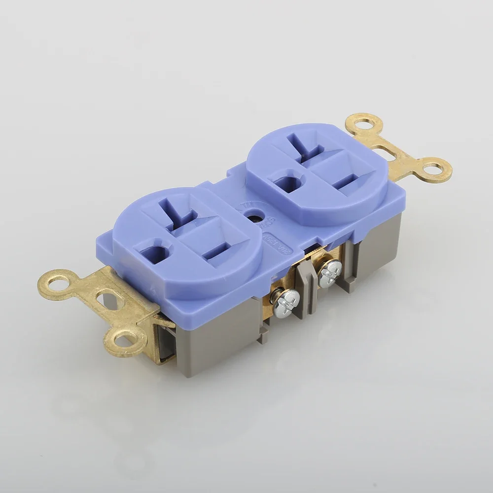 

New 2PCS HIFI US AC Power duplex Receptacle Socket Gold Plated Wall outlet chassis