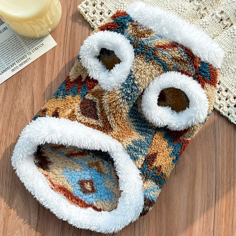 Fleece Pet Dog Clothes Winter Print Hoodies Short Sleeve Costume Puppy Pullover Sweatshirt Clothing For Small Dogs Chihuahua XXL