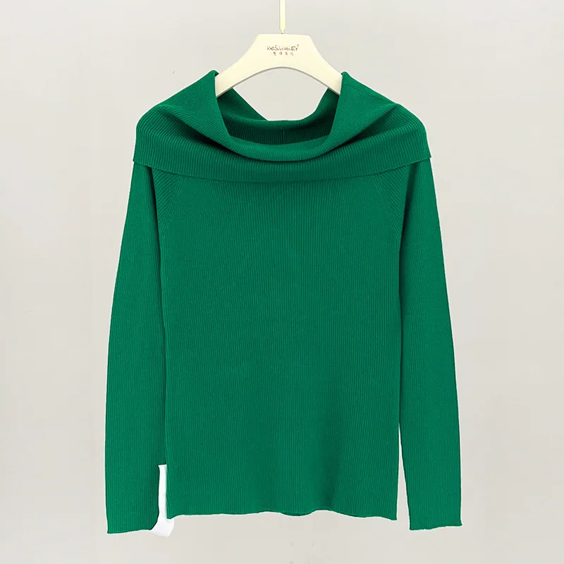 boat neck wool fashion pullover women spring shirt knitted sweater green top clothes long sleeve tops cute girl sweaters kawaii