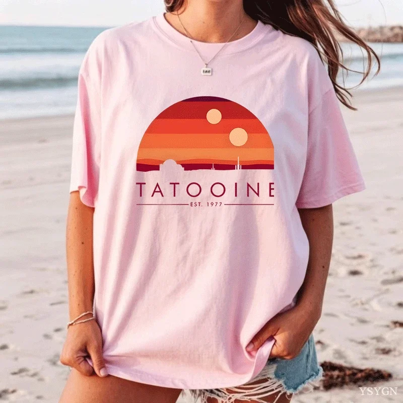 Tatooine Sunset T-Shirt Men's Women's Short Sleeve T Shirt Casual Print Cotton Tshirt Harajuku Streetwear Tee Tops Camiseta Tops