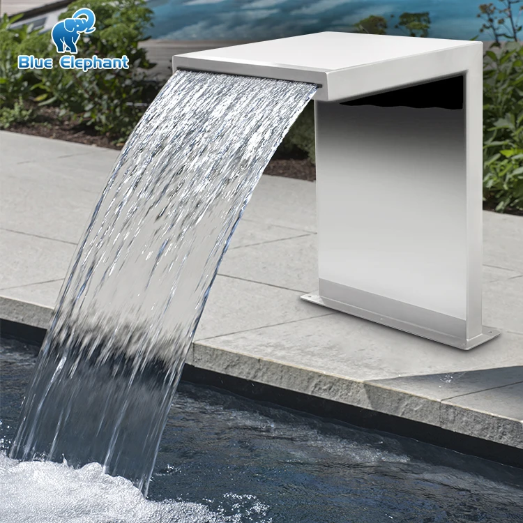 Hot Sale Modern Polished Large Art Decoration Stainless Steel Outdoor Pool Water Waterfall Fountain Accessories With Lights