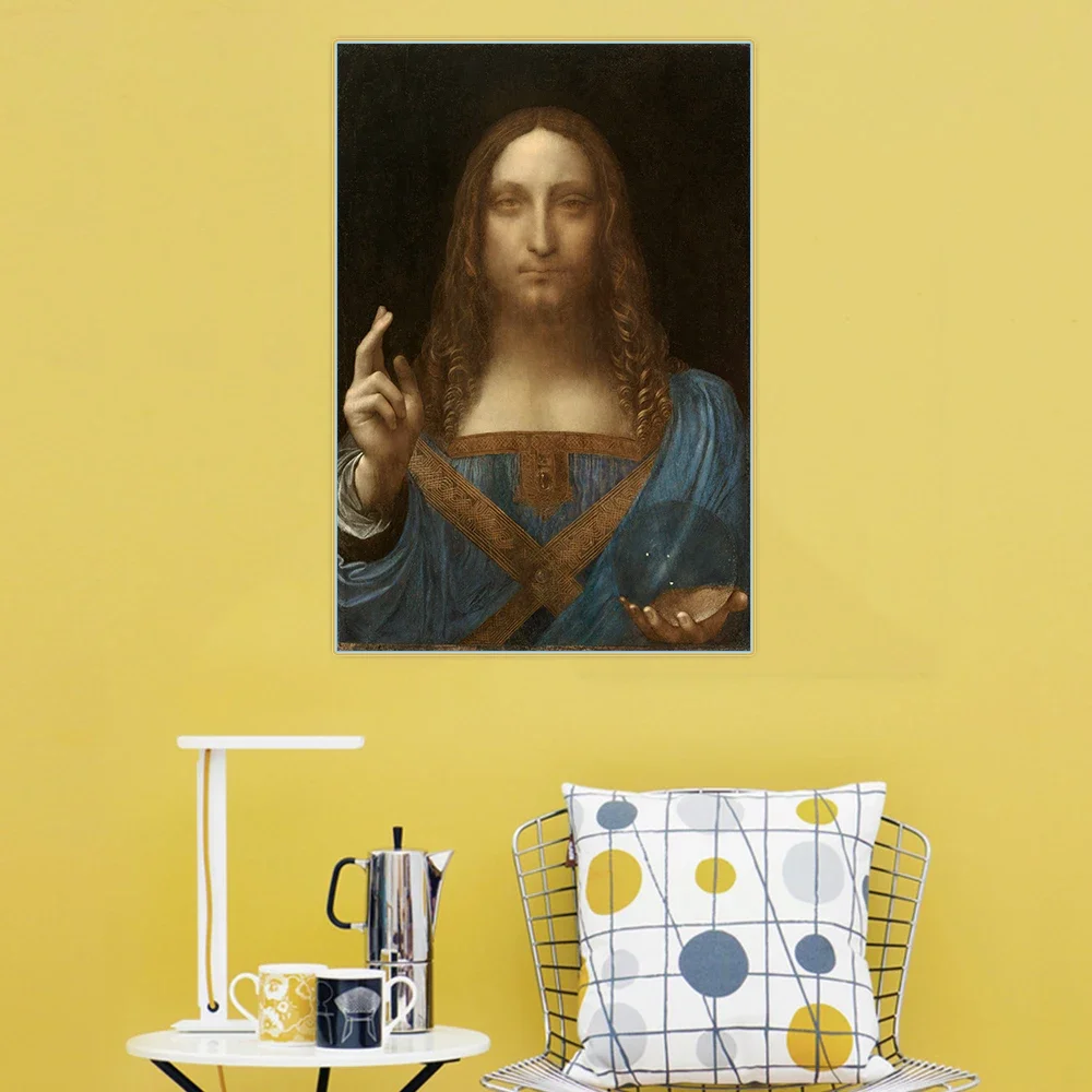 Salvator Mundi par Leonardo da Vinci toile peinture à l'huile célèbre œuvre d'art affiche photo décor mural maison salon décoration