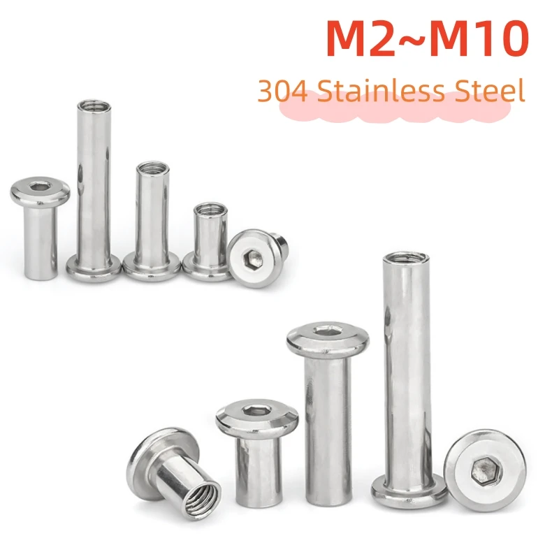 3~30pcs Binding Barrel Nut M2 M3 M4 M5 M6 M8 M10 Large Flat Hex Hexagon Socket Head Rivet Connector Insert Joint Sleeve Cap Nut