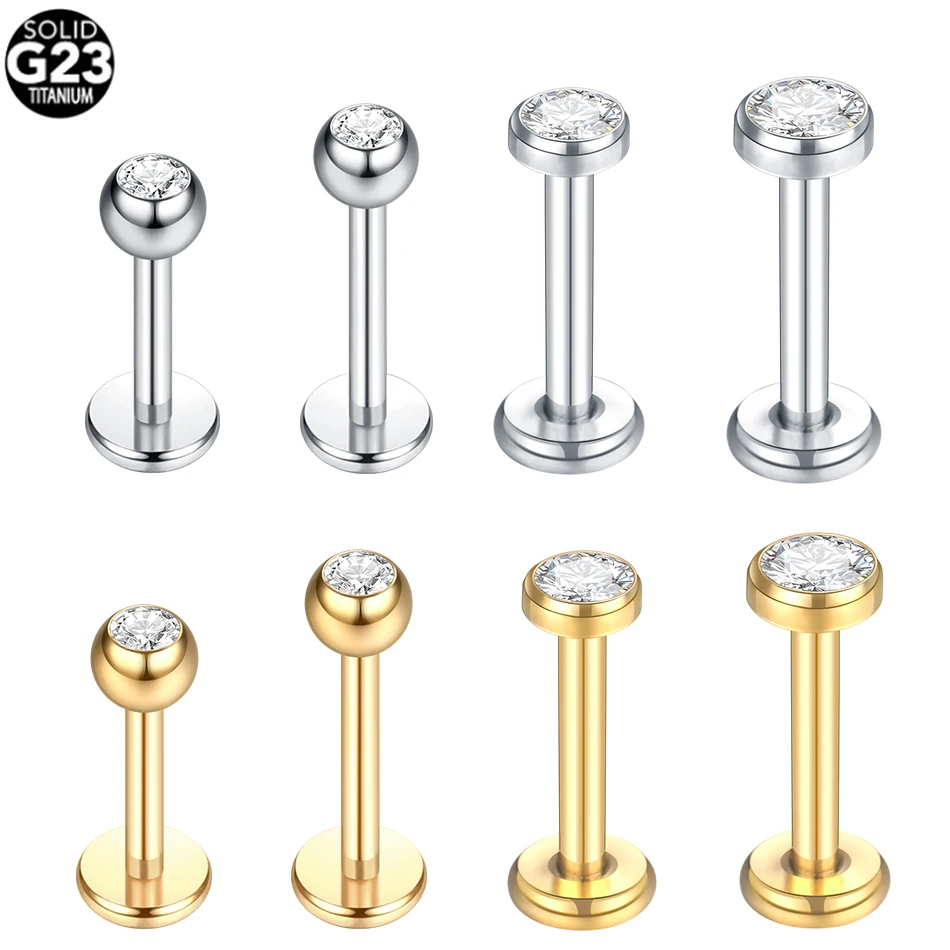 

G23 Titanium Labret Piercing Lip Ring 16G 14G Internally Thread Nose Stud Earring Tragus Helix Cartilage Piercing Jewelry Women