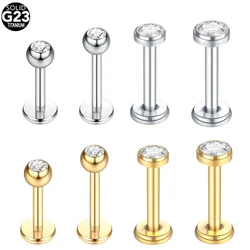 G23 Titanium Labret Piercing Lip Ring 16G 14G Internally Thread Nose Stud Earring Tragus Helix Cartilage Piercing Jewelry Women