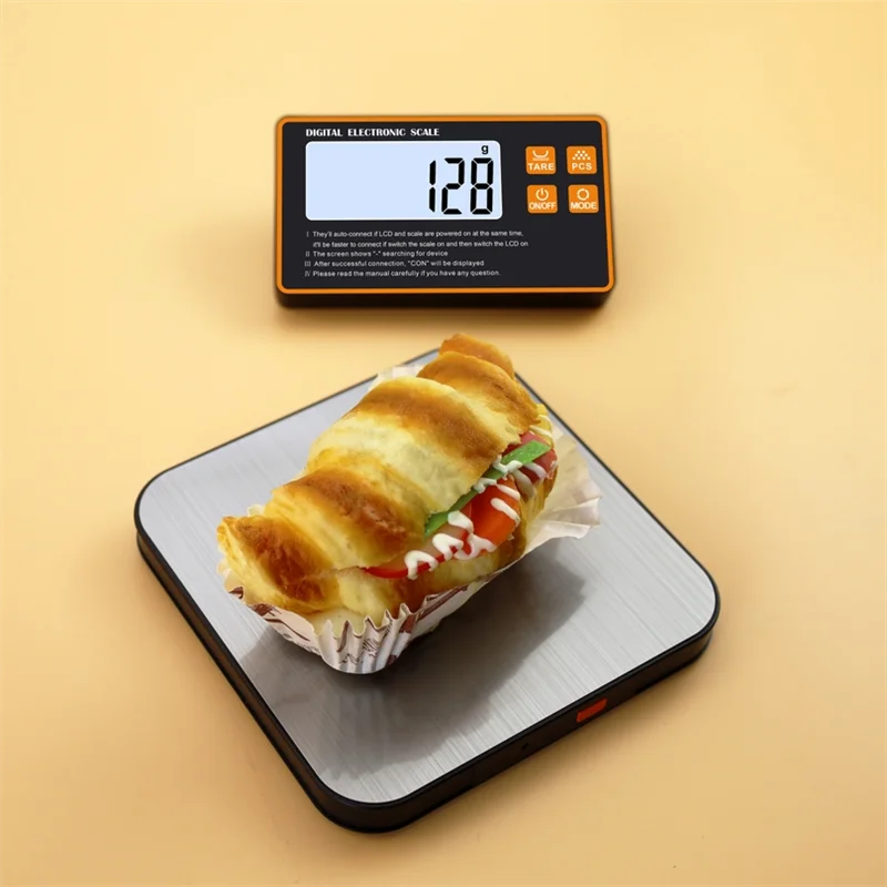 Wireless Kitchen Scale Stainless Steel Plate with Remote Display Magnetic Digital Electronic 15kg for Food Preparation