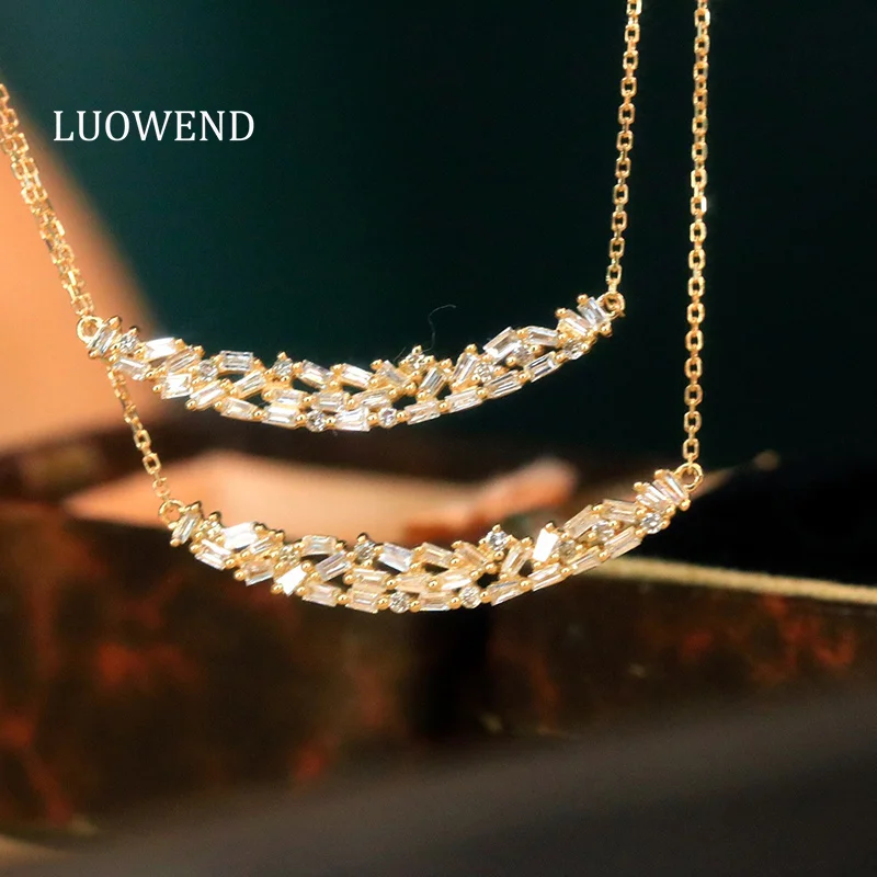 

Ожерелье LUOWEND из 100% 18-каратного желтого золота, модное ожерелье в стиле INS, 0,40 карата, подвеска с натуральным бриллиантом, ожерелье для женщин, подарок на день рождения