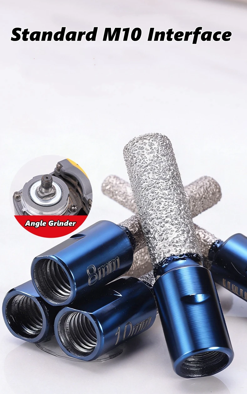 6/8/10/12mm M10 Vakuumgelöteter Fräser Lochsäge Winkelschleifer Gelöteter Kernbohrer für Keramik Granit Marmor Stein Fliesen – Detail 7