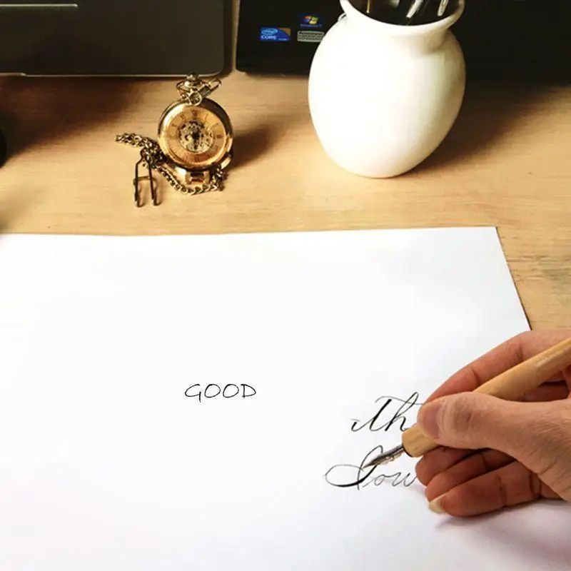 T5EA 만화 딥 펜 세트 코믹 프로 드로잉 키트 3 펜촉 목재 홀더 잉크 서예 도구