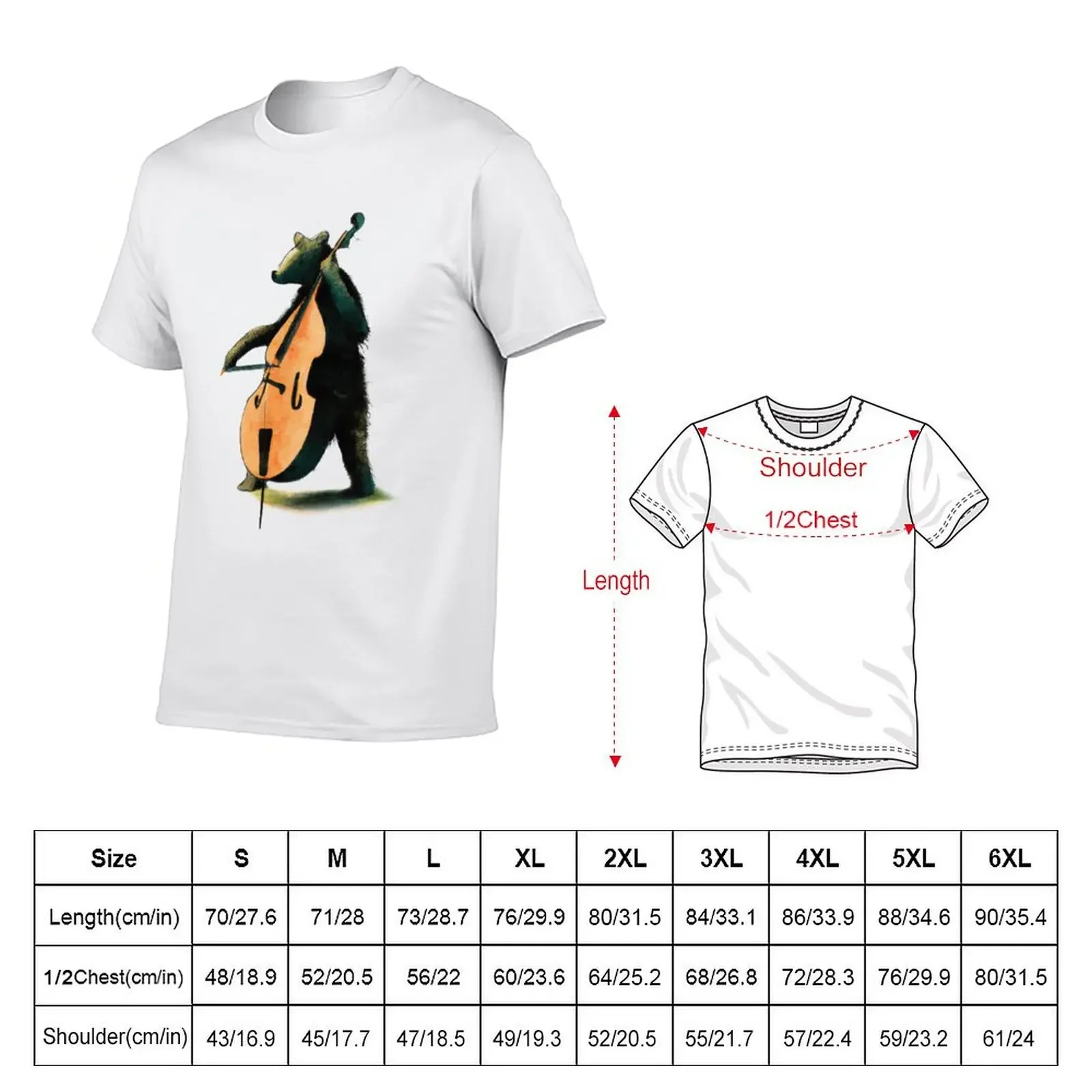 Bear Playing the Double Bass T-Shirt boys whites graphic tee shirt designer t shirt men