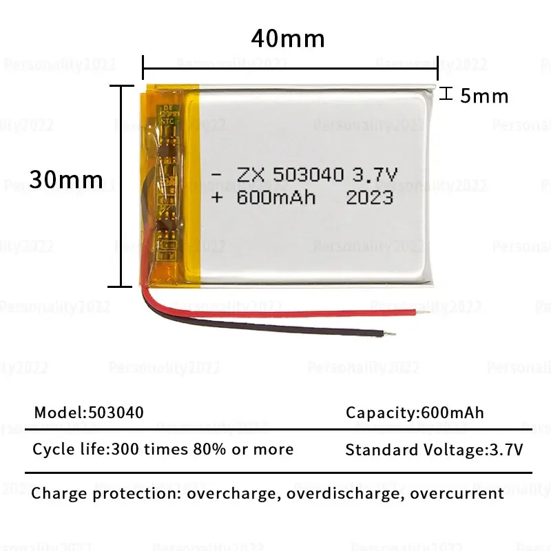 Bateria503040 3.7V 600mAh Li-Ion polimerowe baterie litowe do głośnika radiowego DVD DVR rejestrator LED Lights PSP akumulator