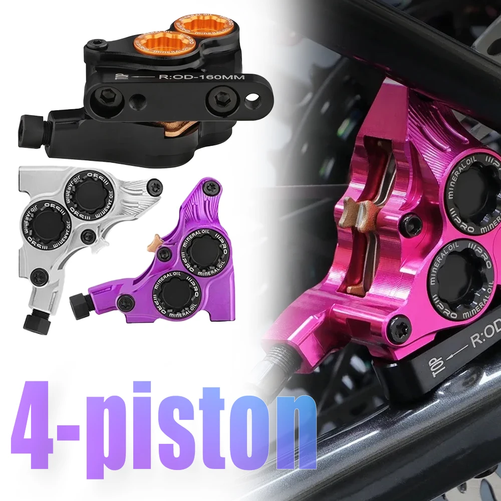 

IIIPRO 4-piston Hydraulic Brake Caliper Bicycle Flat Mount Brake Caliper Brake Caliper Kit CNC Road Bike Hydraulic Disc