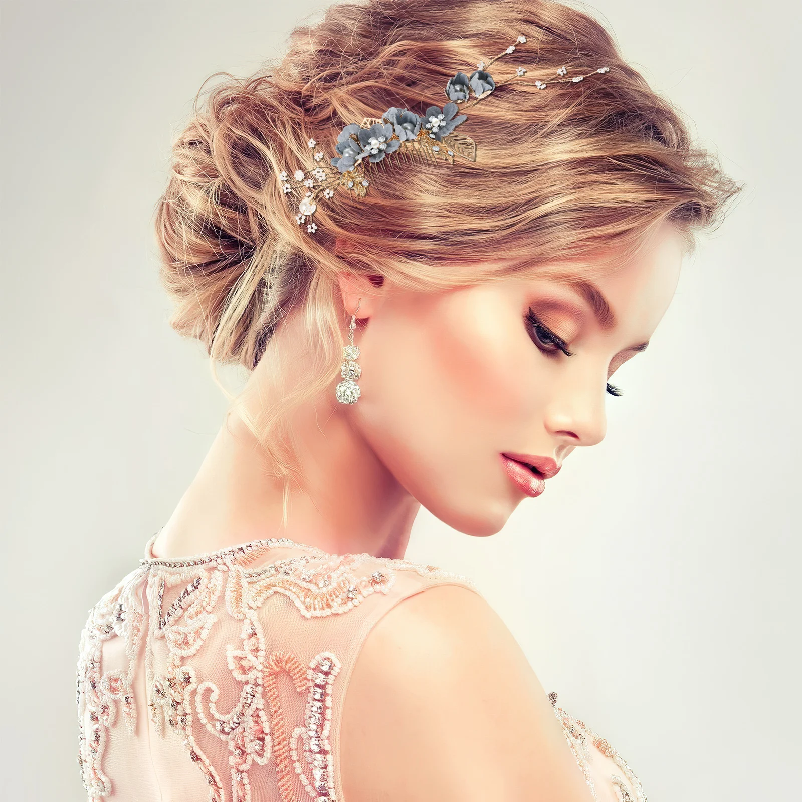 

Bridal Hair Comb Wedding Accessories Rhinestone Flower Design Bridal Veil Toppers Bridesmaid Prom Hair Decorations