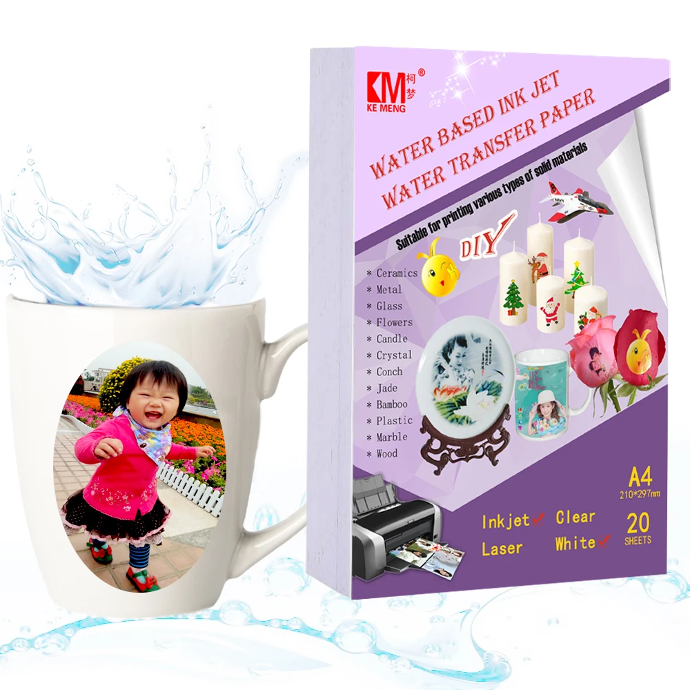 20 Sheets Sticker Paper A4 Inkjet Transparent Water Slide Decal Transfer Printing Paper for Inkjet A4 Printer Paper