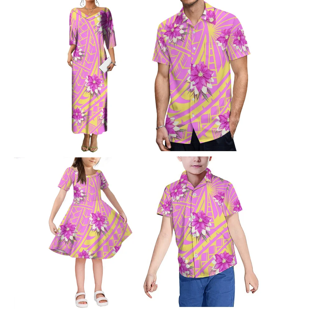 Summer Loose Long Women'S Dress For Casual Travel, Polynesian Family Wear, Men'S Shirt, Retro Casual Custom-Made Clothing