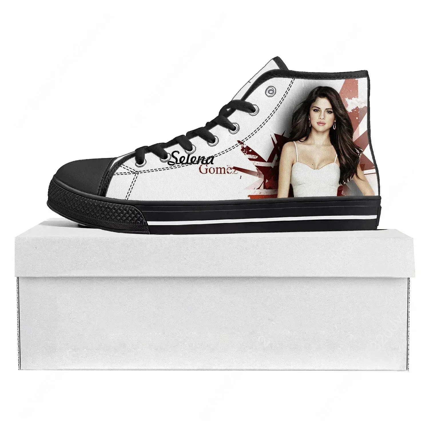 

Высококачественные кроссовки Selena Gomez, мужские, женские, подростковые, из канваса, повседневные, на заказ, черные.